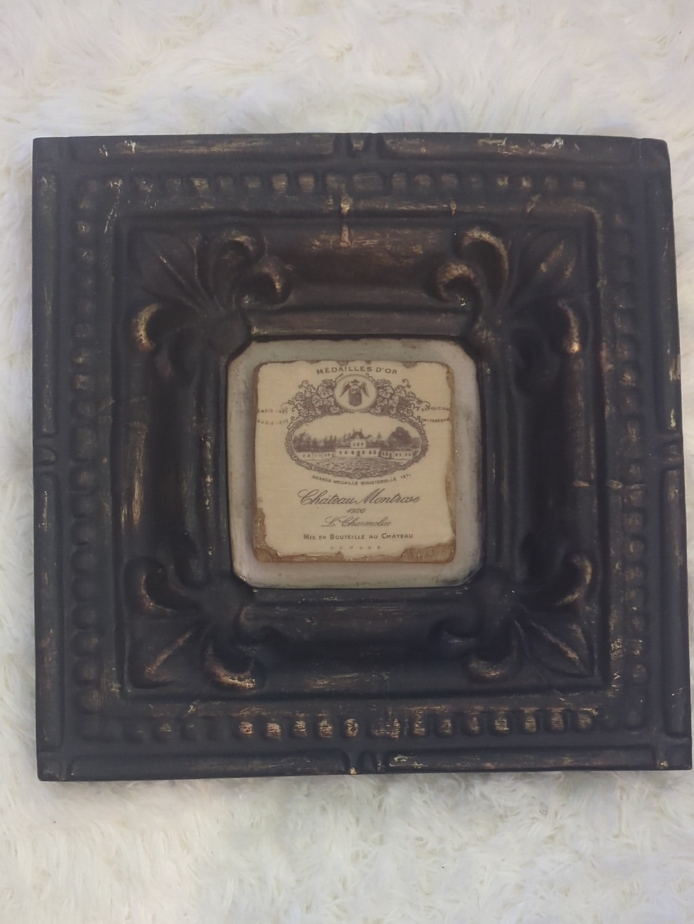 Chateau Montrose 1920 Antique-Style Dark Brown Decorative Wall Accent